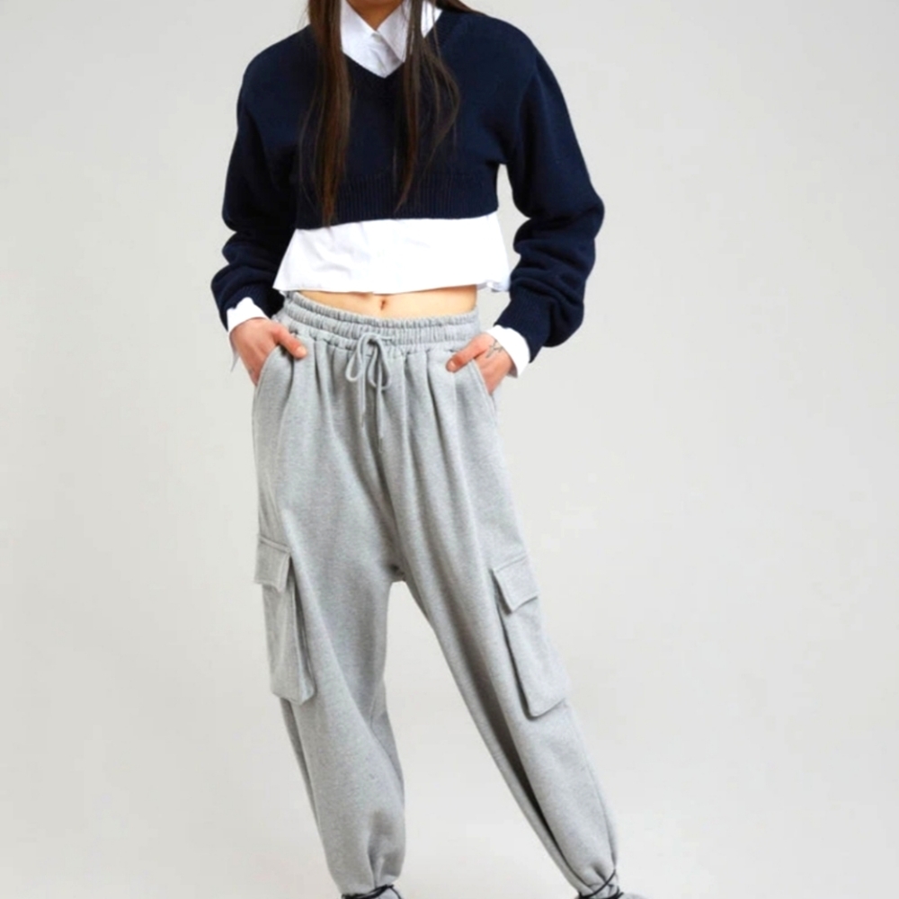 The Frankie Shop Chava Cargo Joggers – Heather Grey
